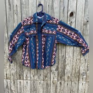 Vintage Pecos Blue Large Rockabilly Aztec Tribal Southwestern Western Shirt